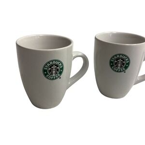 Starbucks‎ Coffee Small Mugs Set of 2 White Ceramic 6.7 fl oz Collectible